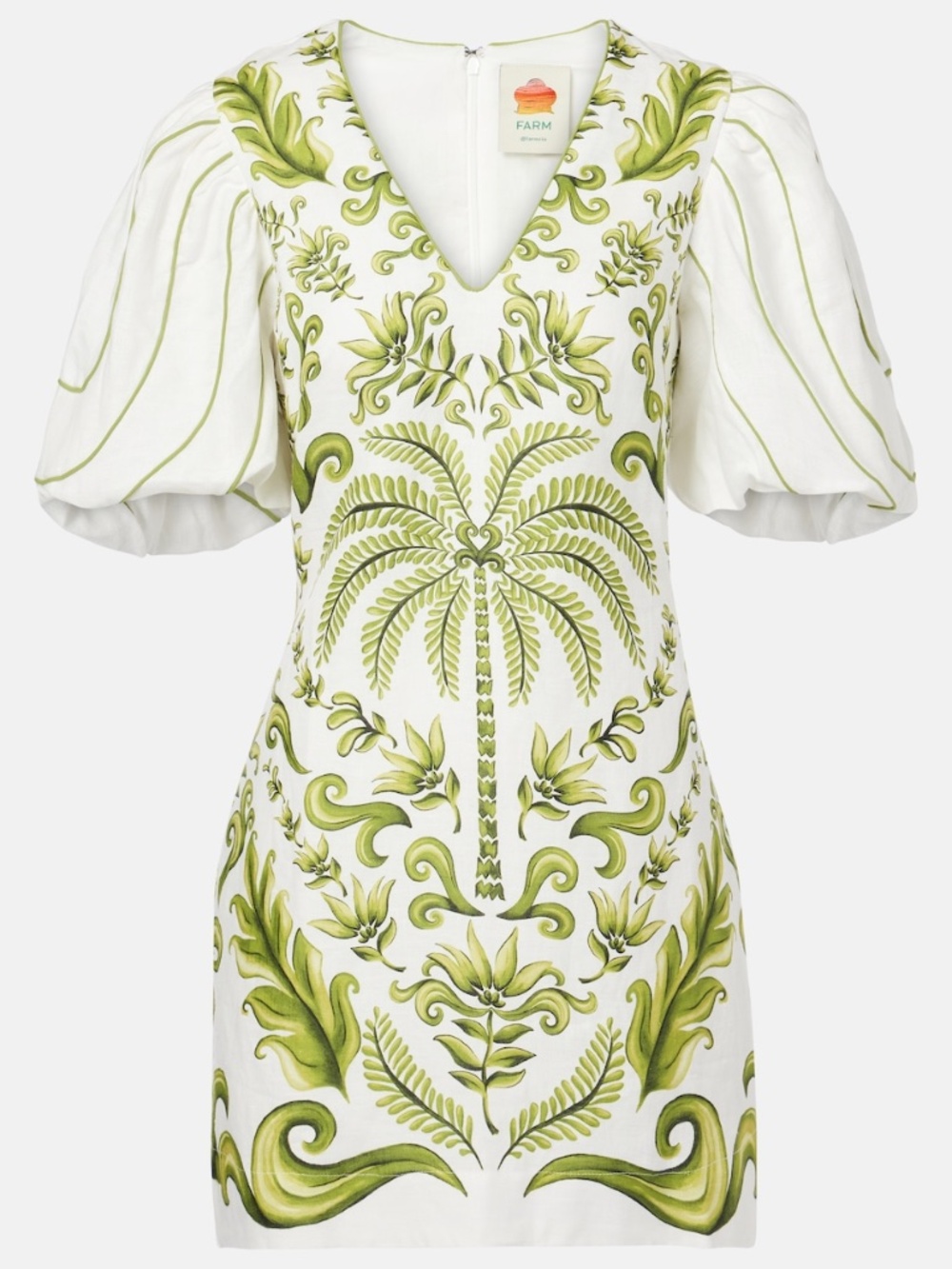 Farm Rio Milani V Neckline Short Sleeve Mini Dress